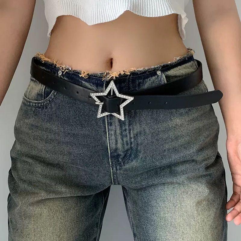 Chic Black Pu Belt For Women With Retro Style And Elegant Buckle For Jeans