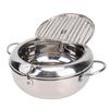 Frying Pot 3.2L Double Ear 201 Stainless Steel Deep Fryer Pot with Oil Drip Drainer Rack Thermometer for Tempura