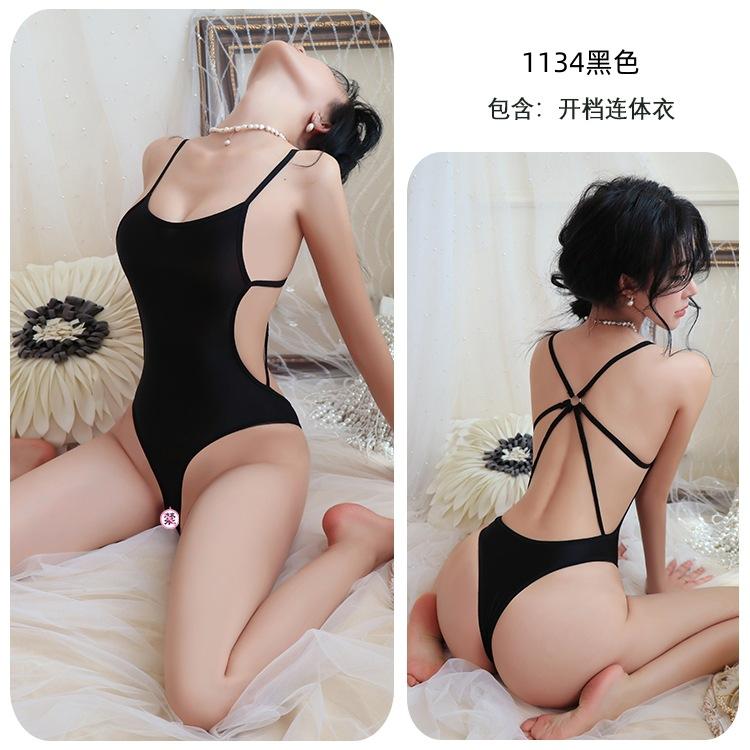Sexy lingerie Sexy seduction onesie Open gear backless seduction tight pajamas women