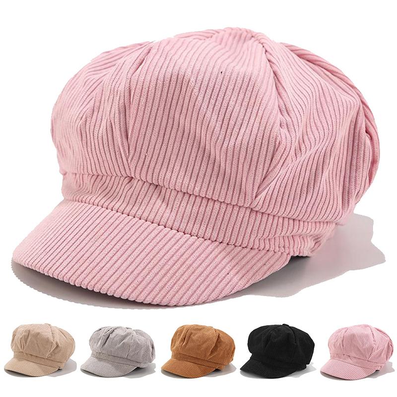 1Pc Hat Winter Beret Ladies Newsboy Fashion Peaked Cap Girls Corduroy Womens