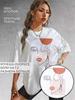 Women's White T-Shirt, Graphic, 52