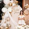 Juego de 16 Piezas Kit de Lazo Grande Lazo Gigante Rosa Blanco con Mini Lazos DIY Satén Tul Lazo Boda Novia Baby Shower Fiesta de Cumpleaños Decoración para Colgar en la Pared