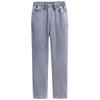 2026 Plus Size Women's Gray High Waist Straight-Leg Jeans with Elastic
