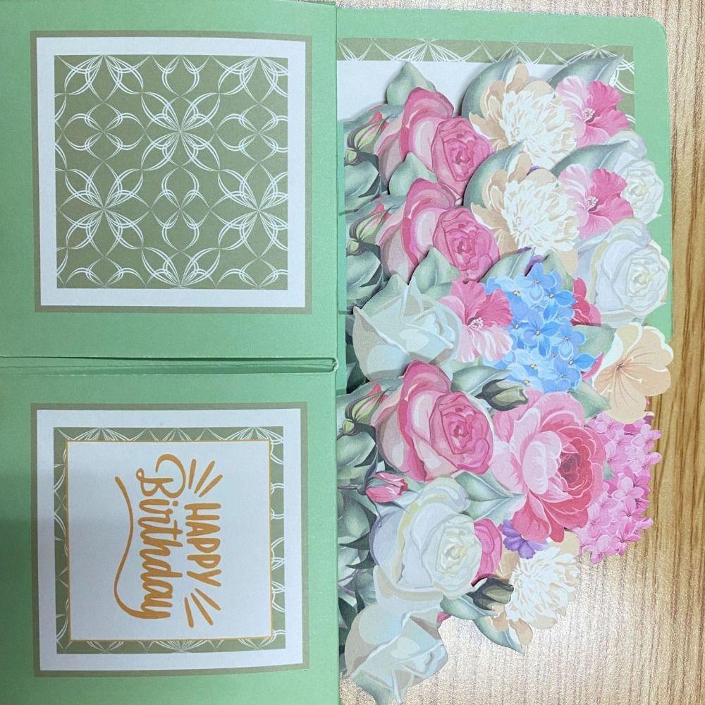 Useful Paper 3D Pops-up Bouquet Bouquet Flower Floral Box Greeting Card Folding Postcard Birthday Wedding