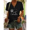 Summer Women's T-shirt Cat Pattern Printing V-neck Short-sleeved Loose Oversized Clothes