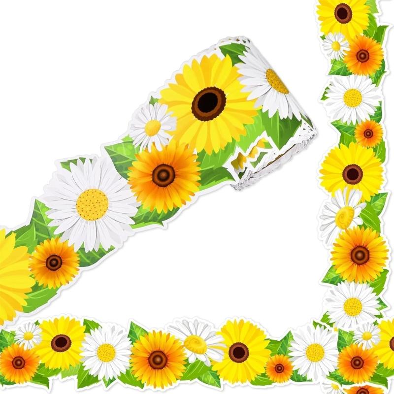 10m Bulletin Board Borders Flowers Classroom Blackboards Flowers Border Trim Decoration for Poster Boards Decoration
