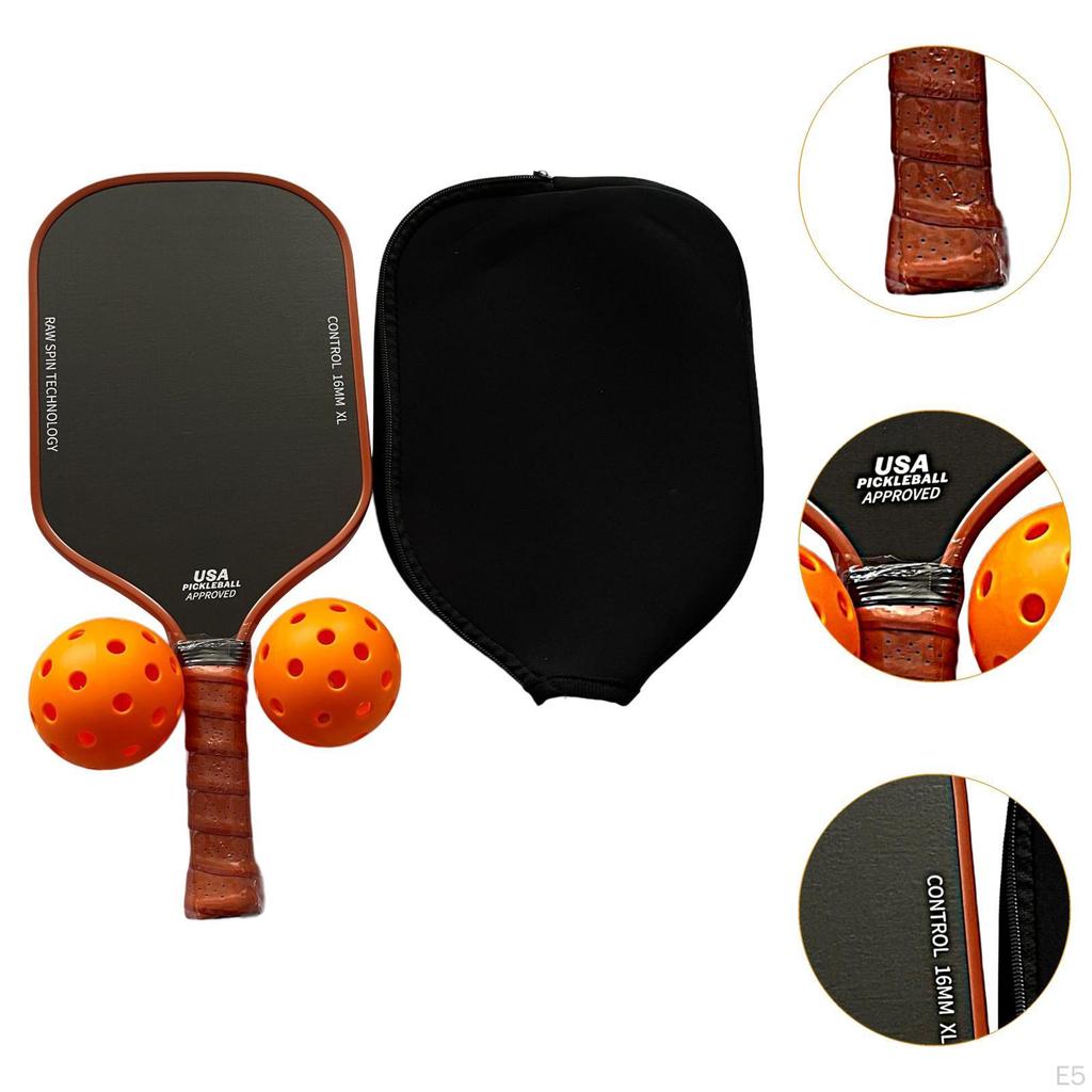 Pickleball Paddle Practical 16mm Carbon Fiber for Consistency Control Adults Style A