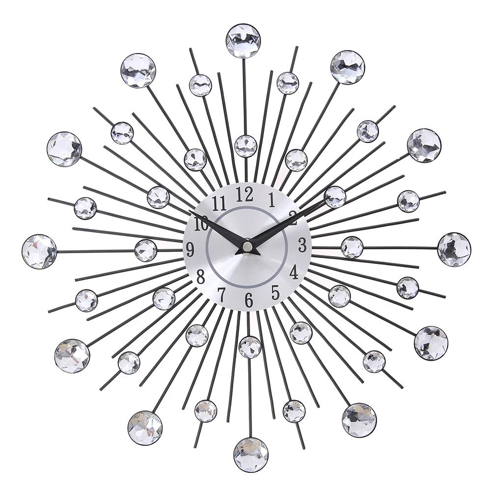33cm Digital Round Clock Quartz Movement Hanging Wall Watches Battery Powered Jeweled Artistic Background Housewear Furnishings