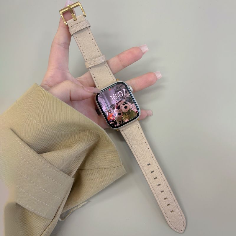 Armband i lammskinn för AppleWatch S10-Mjukt Premium Äkta Läderarmband för IWatch 10/9/8/7/6/5/4/3/2/1/Se/Ultra/Ultra2 49mm 46mm 45mm 44mm 42mm