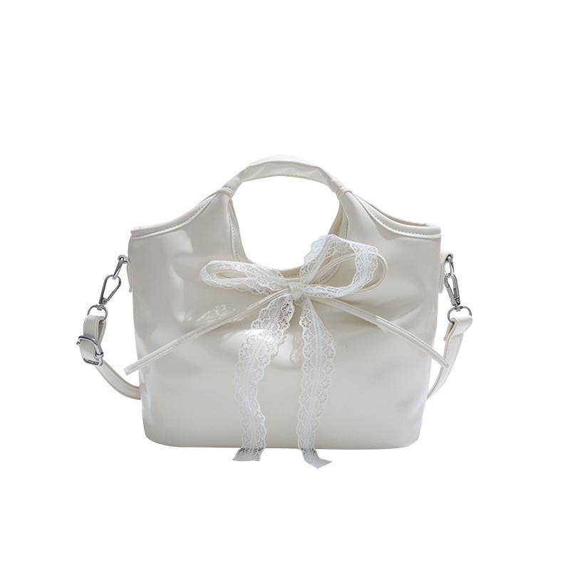 Ribbon Bow Solid Color Bucket Handbag Single Shoulder Crossbody Bag Women Gift