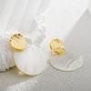 Large Statement Shell Earrings, Geometric Round Ocean Style Drop Hoop Earrings