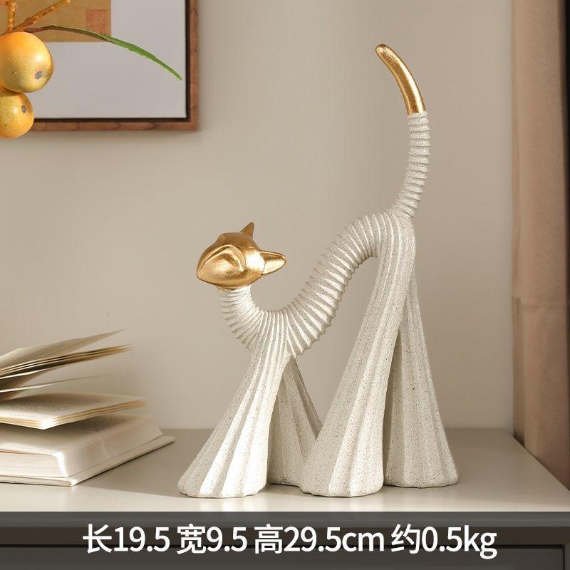 Luxury Lazy Cat Figurine, Resin Cute Cat Statue Decorative Ornament for Desk & TV Cabinet Home Decor