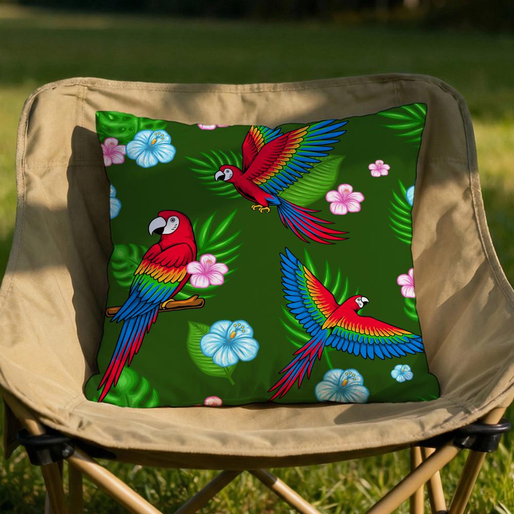 Tropical Parrots Palm Leaves Cushion Cover Soft Reversible Durable Pillow Cover MultiScene Use for Home Car Daily Comfort