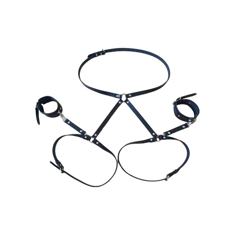 Hot Sale SM Leather Handcuffs Binding Restraint Split Leg Set Training Adult Exotic Accessories SM Exotic Props for Adults