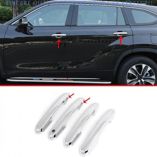 Chrome Exterior Side Smart Door Handle Trim 4pcs For Toyota Highlander 2020-2023