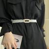 Ladies' Elastic Thin Waistband With Pearl  Waist Chain Simple Korean Style Drawstring Belt Women Apparel Accessories