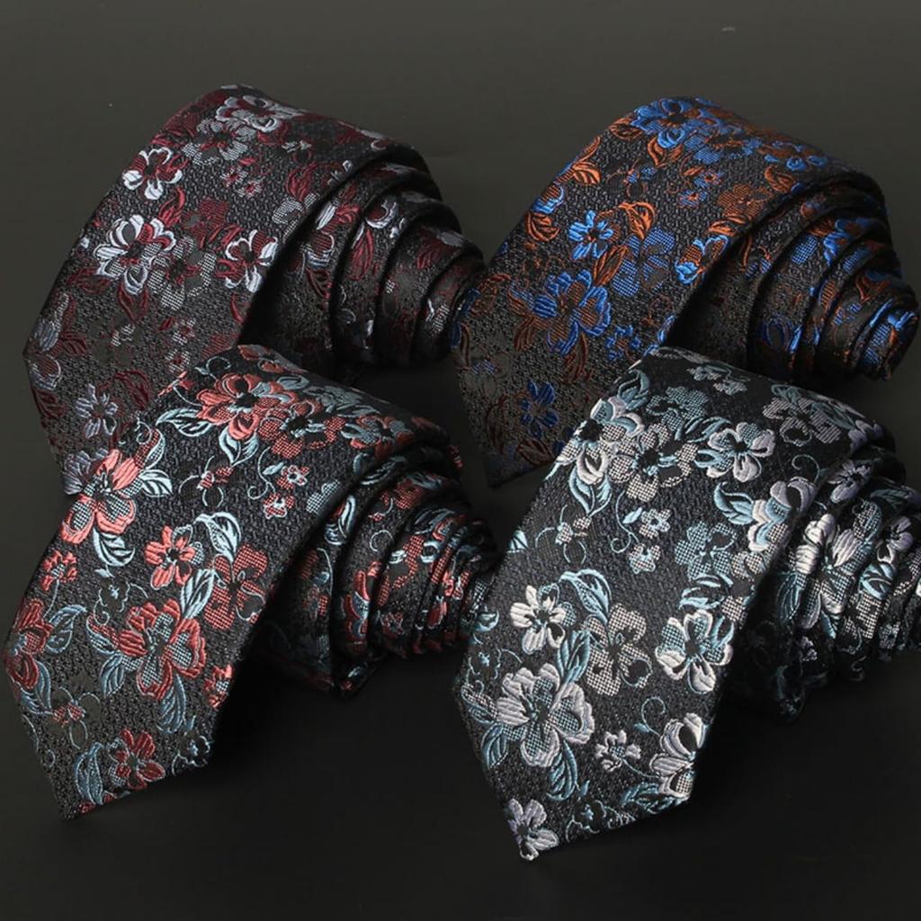 [BUBU Ohana] Narrow Tie, 6cm Blade Width, Business, Formal, Casual, Slim, Smart, Slim Tie for Men, All Seasons (Spring, Summer, Autumn, Winter),