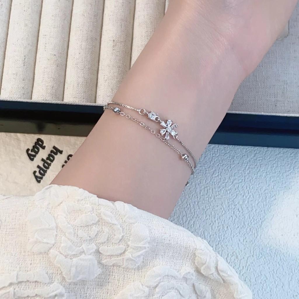 Stylish Floral Fresh Double Layer Bracelet For Women Ideal For Trendy Giving Gift