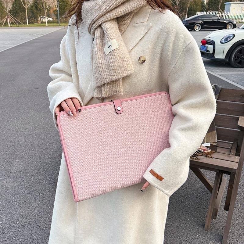 Mode Textur Business Tasche Damen schlichte Canvas einfarbig Konferenz Aktentasche große Kapazität Hand Aktentasche