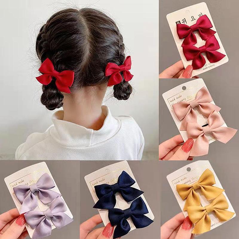 2Pairs Lovely Bow Headgear Sweet Little Girl Hair Accessories Summer Girls Net Red Baby Hairpins Children Hair Clips Gifts