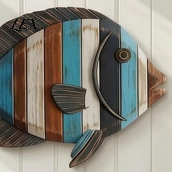 Puffer Fish Wall Sculptures 3Pcs Wooden Pufferfish/Fish/Seagull/Swallow Decor, Nautical Art, Rustic Coastal Decoration, Ocean Theme Hanging