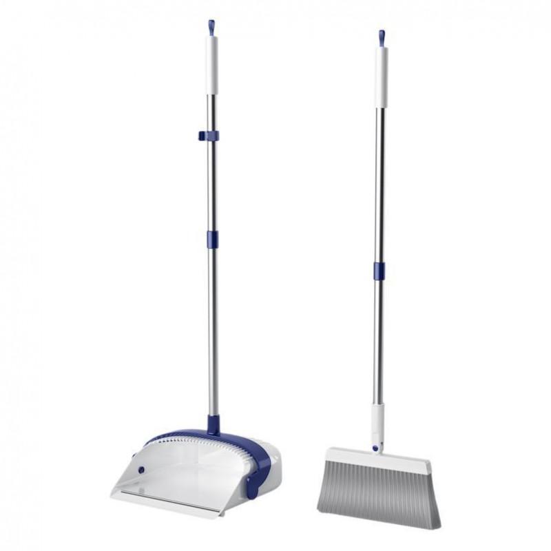 Soft Bristle Broom Dustpan Set Kitchen Bathroom Hard Floor Cleaning Tool