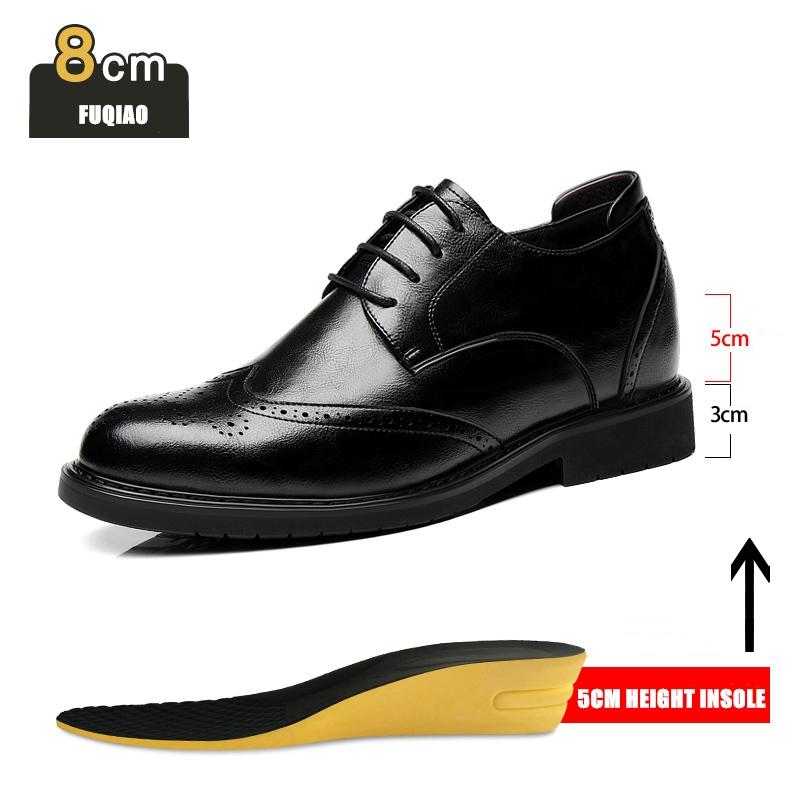 Hidden Heel 8/6CM Cow Leather Men Shoes Office Work Elevator Shoes Brand Man Business Oxfords Footwear Suit Shoes Lift Sneakers