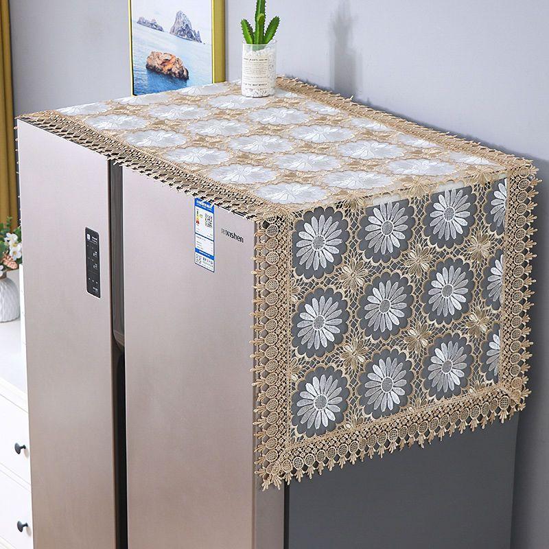 

Деревенское кружево, вышитое полотенце для холодильника, чехол от пыли для одно- и двухдверного холодильника, чехлы часто используют для стиральных машин