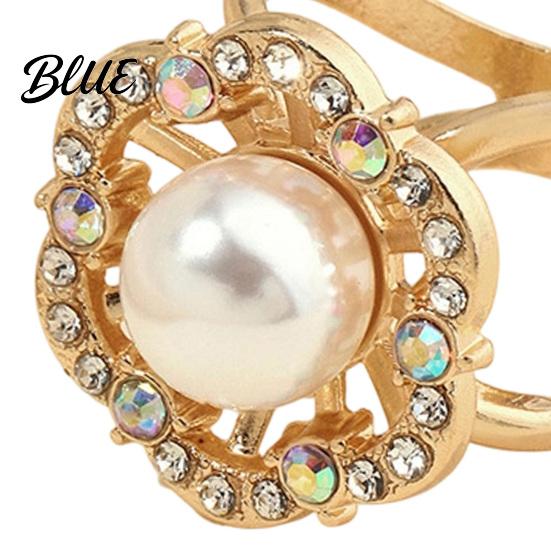 Elegant Scarf Accessory Retro Flower Ring Faux Pearl Rhinestone Clip Durable Clasp Decorative Silk Holder for Women Neckerchiefs Shawls Shirts