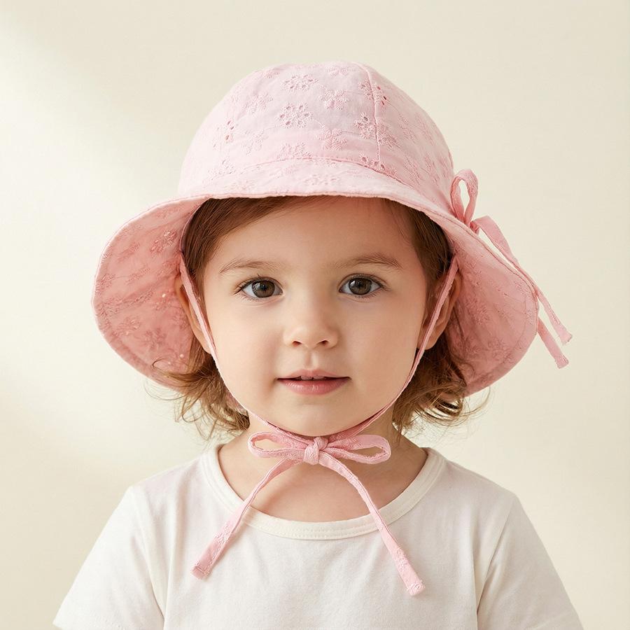 Children's summer lightweight breathable wide-brimmed sun protection hat for women, baby girls - lace trimmed bucket hat