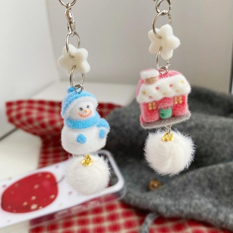 Luxurious Plush Snowman Keychain Soft Plush Design Ideal For Christmas Holiday Decors Keychain Bag Accessory Fashionable Gift