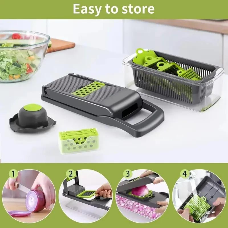 Multifunctional Vegetable Chopper Handle Food Grate Food Chopper Vegetable Slicer Dicer Cut 14/16 In 1 Kitchen Items Cocina