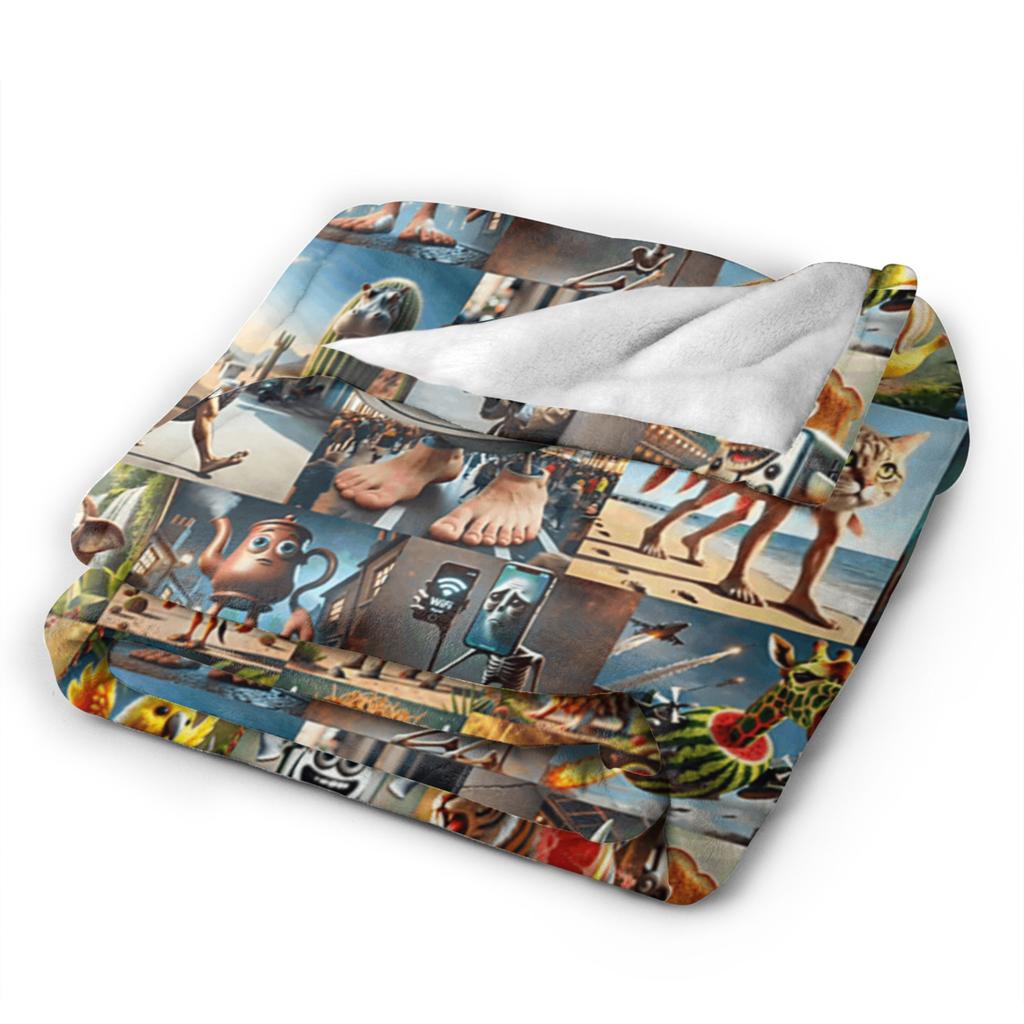 Warm Soft Blanket Funny Italian Brainrot Memes Compilation Bedding Throws Flannel Bedspread For Couch Chair Sofa Bed Bed Cover