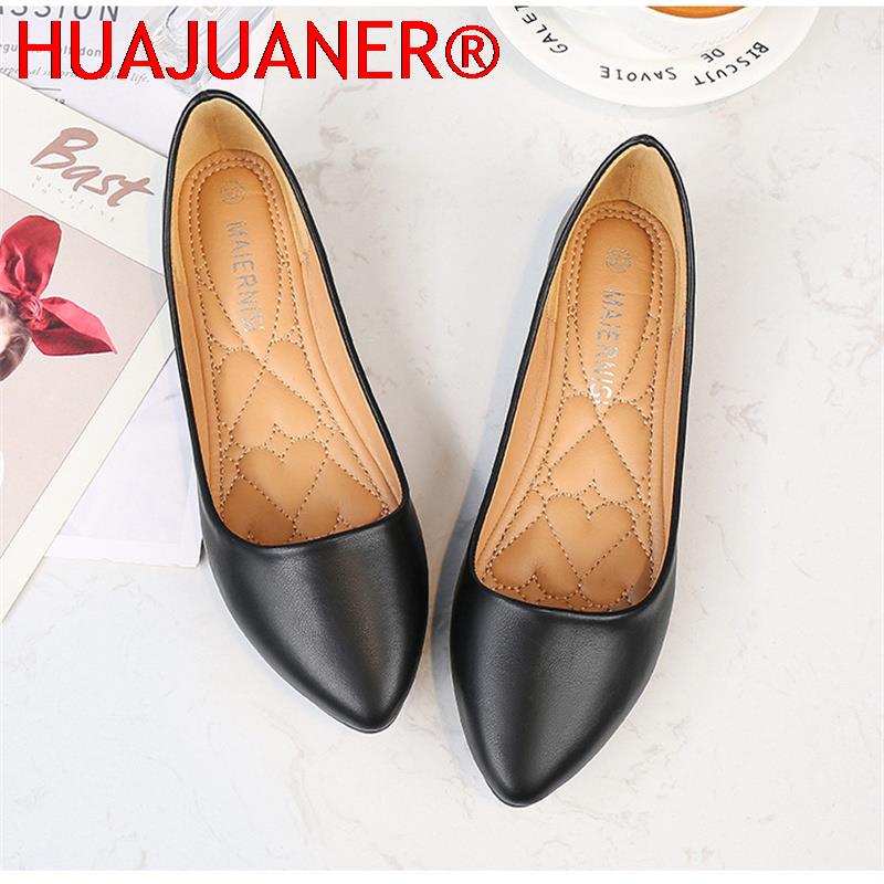 Women Flat Shoes Slip-on Pointed Toe Lady Loafers Plus Size 44 45 46 Shallow Single Low Heel Pregnant Woman Flats Zapatos Mujer