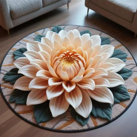 Floor Mat 3D Flower Design Quick-Drying Water Absorbent Bathroom Rug Non-Slip Stable Grip Bath Mat Home Bedroom Decor