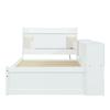 Pat simplu, tăblie cu compartiment de depozitare + 2 lumini, cu priză de încărcare, dulapuri și sertare de depozitare, pin+PAL+MDF, alb, 90x200cm