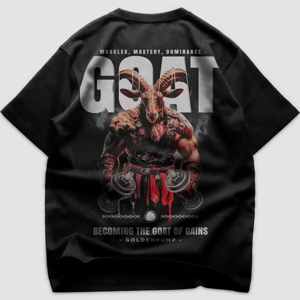 2026 Fashion Summer Goat Cotton TShirt Athletic Streetwear Black Men Fitness Muscle Graphic Print Style Comfortable TShirt