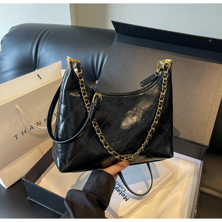 

Сумка-цепочка Rhombus женская большая вместимость 2024 года, новая осенне-зимняя сумка-мессенджер на одно плечо, сумка-мессенджер для поездок на работу чёрный