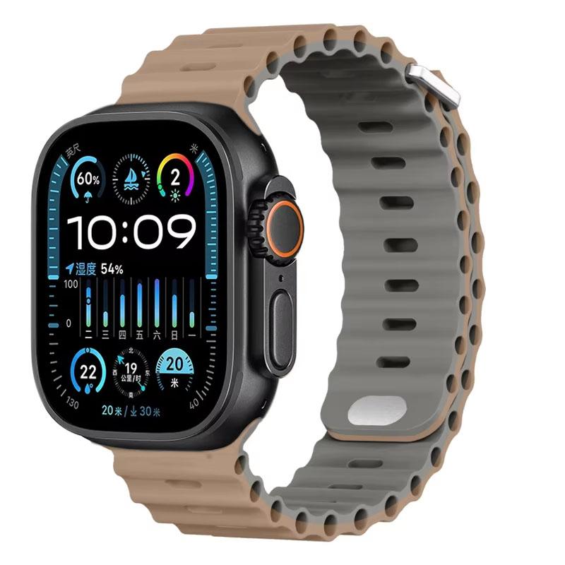 Silicone Ocean Strap For Apple Watch Band Ultra 3/2 49mm 46mm 45mm 42mm 44mm 41mm Sports Bracelet iWatch 11 10 9 8 7 6 5 SE band