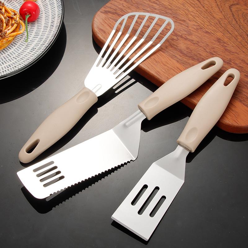 3PCS Japanese Cuisine Spatula, Stainless Steel Teppanyaki Spatula, Fish and Steak Spatula, Plastic Handle Kitchen Tools