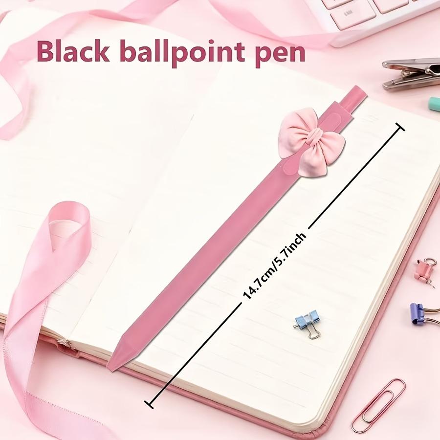 2/4/6 Cute Bow Ballpoint Pens | Pink Theme, Retractable Pens, Perfect for School, Office, Journaling, and Gifting, Plastic Medium Tip Writing Tools