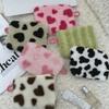 Women Plush Love Lipstick Cosmetic Storage Bag Heart Dot Stripes Leopard Print Clutch Mini Key Coin Purse ID Bag Case