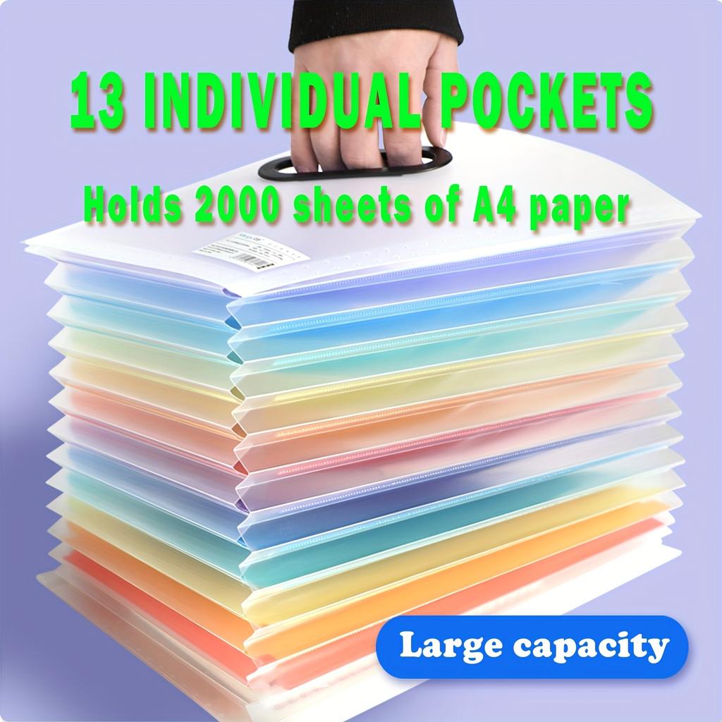13-Layer A4 Large-Capacity Transparent Folder, Expandable Accordion File Folder, Office Home School File Storage, Data Sorting