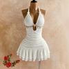 European and American Summer Fashion New Starfish Shell Decorative Texture Fabric Neck Hot-selling Women's Dress
