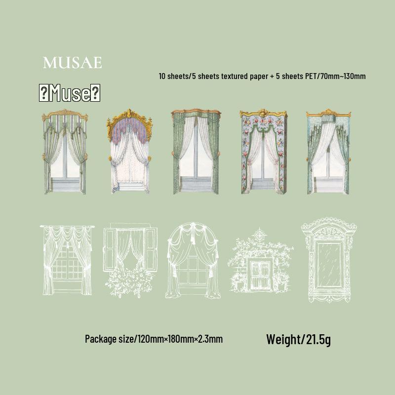 Набор ретро-стикеров для окон с цветами: Серия «Кружево и Цветы» для дневников – 6 стилей