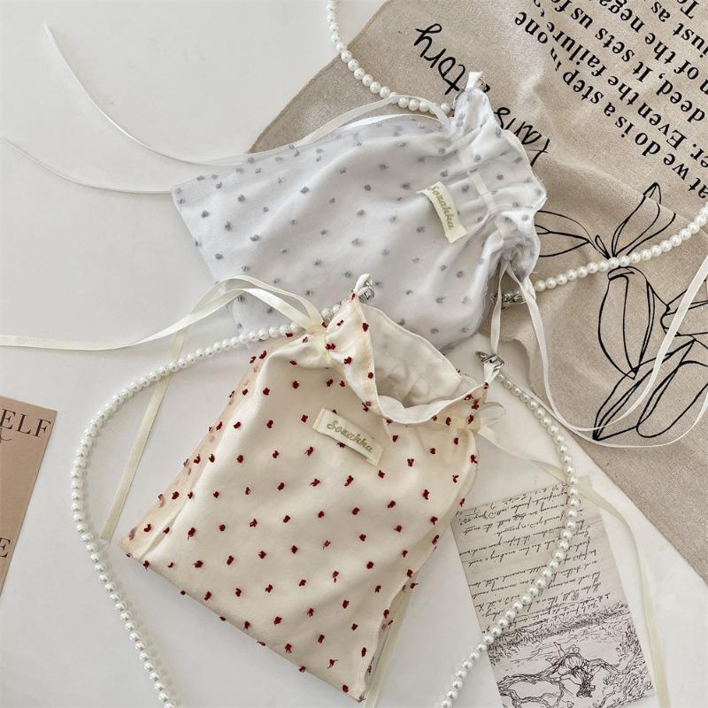 51 New Small Polka Dot Canvas Bag Large Capacity Mobile Phone Messenger Bag Fresh and Versatile Shoulder Tote Bag