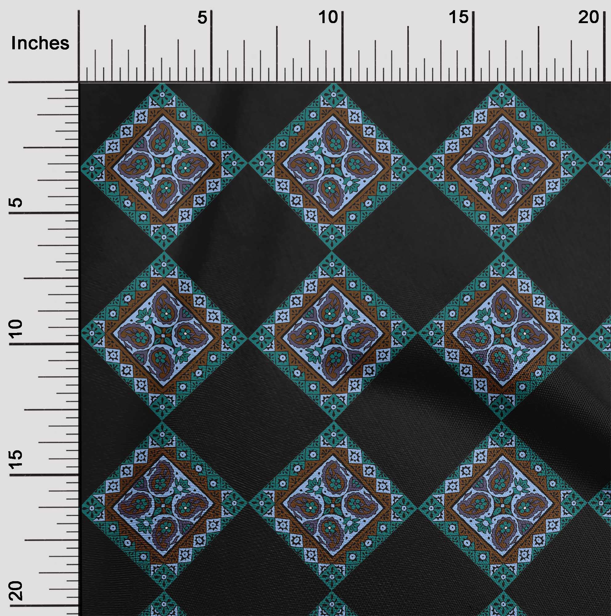 

oneOone Бавовняна гнучка зелена тканина Геометричні та пейслі-блоки Швейні ремісничі проекти Принти на тканині 40 дюймів 42 Inch Wide - Viscose Chiffon чирок зелений колір