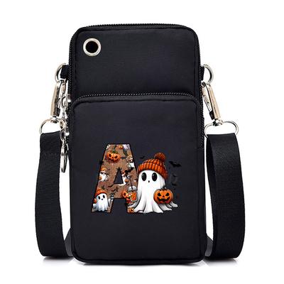 Halloween Cute Little Ghost 26 Letter Messenger Bag Multi-Function Go Out Portable Mobile Phone Bag