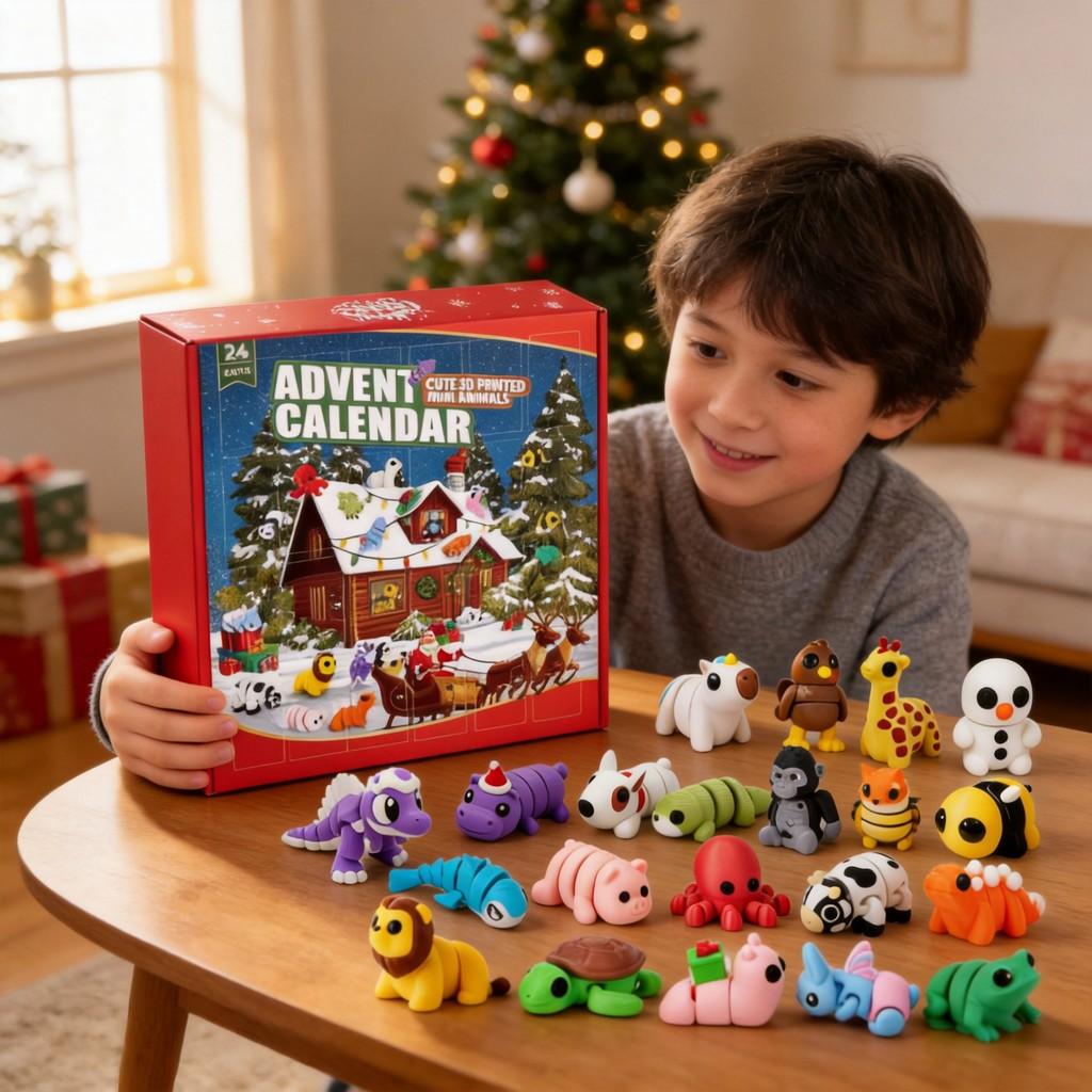 Animal Christmas Advent Calendar With Mini Articulated Toys For Stress Relief And Gift Giving