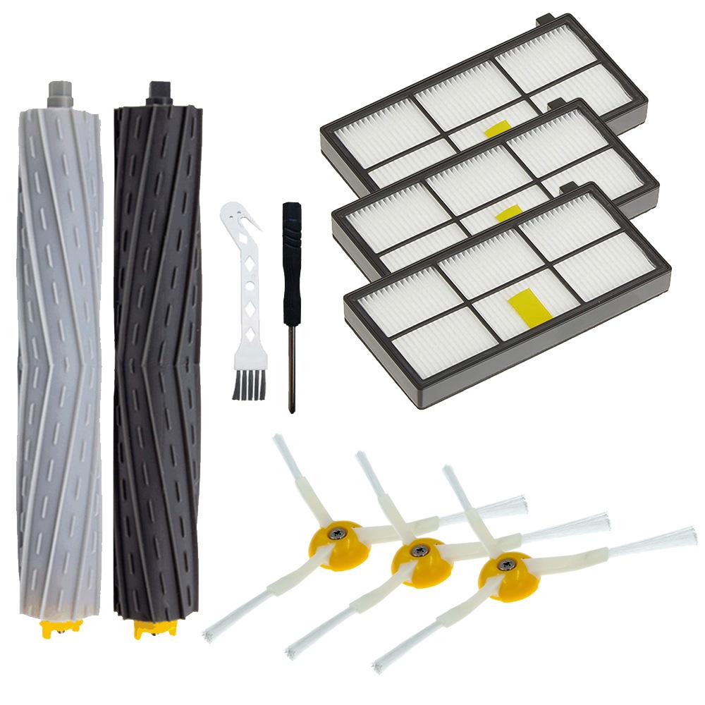 Tilbehør for iRobot Roomba 960 980 890 860 800 900-serien støvsuger reservedeler erstatningssett, hovedbørste, sidebørste, styrehjul, HEPA-filter
